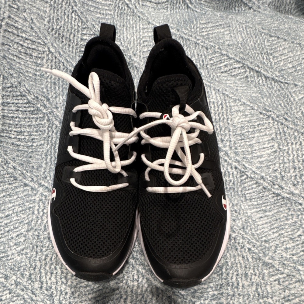 Champion Black White‎ Textile Synthetic Lace Up Low Top Athletic Sneakers Men